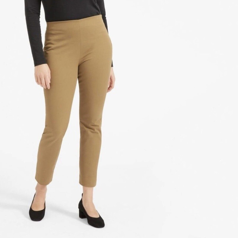 Everlane Womens Pants 2 The Side-Zip Stretch Cotton Pant Skinny Trouser Tan